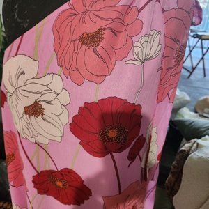 Pink flower off shoulder dress